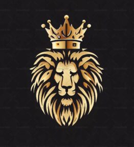 Majestätischer Löwe und Krone